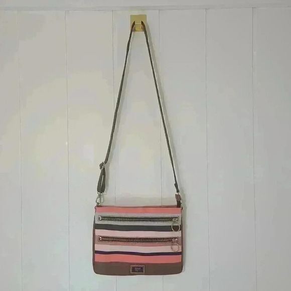 Fossil Classic Dawson Multi Colored Striped Canvas Crossbody Purse Bag - Picture 2 of 6